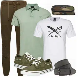 Outfit mit Grün Sneaker Mustang "Cooles Outfit"