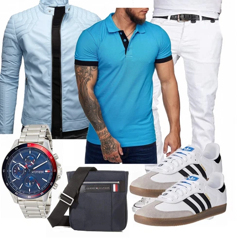 Hellblau/Grau/Blau Frühlingsjacke/Sommerjacke/Hybridjacke/Steppjacke/Kunstfaserjacke/Jacke mit Seitlichem Reißverschluss Crone kombinieren mit Grau Trachtenmode Adidas, Trachtenmode Tommy Hilfiger