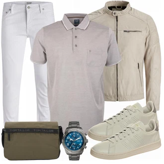 Outfit mit Beige/Grau Schuh Sneaker Adidas Originals "Cooles Outfit"