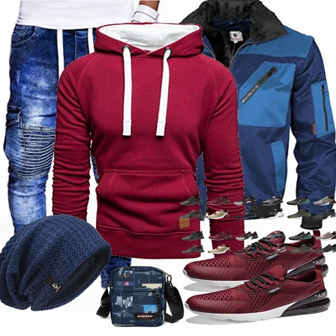 Blau Hut/Winter Parka VECRY kombinieren