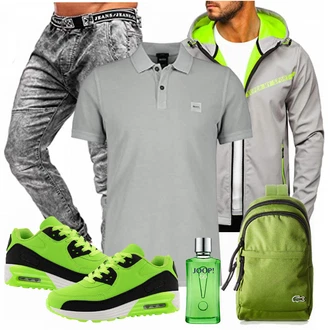Outfit mit Grau Regenjacke BOLF "Cooles Outfit"
