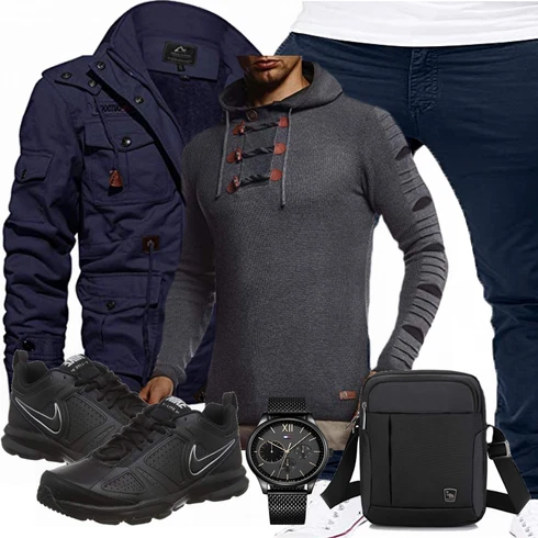 Blau Winter Parka TACVASEN kombinieren