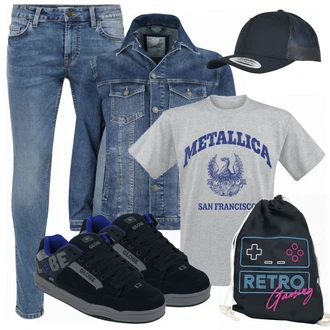 Outfit mit Mischfarben Sneaker Globe "Cooles Outfit"