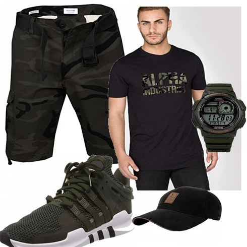Blau/Grau T-Shirt Alpha Industries kombinieren mit Trachtenmode Adidas