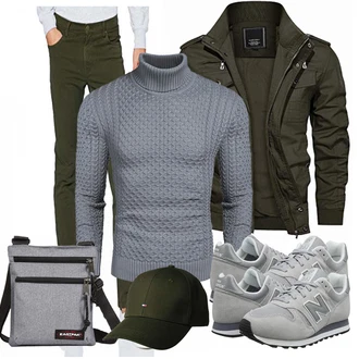 Outfit mit Grün Accessoire/Winter Parka KEFITEVD "Cooles Outfit"