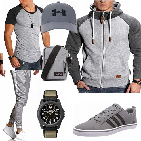 Grau Schuh Sneaker Jack & Jones kombinieren