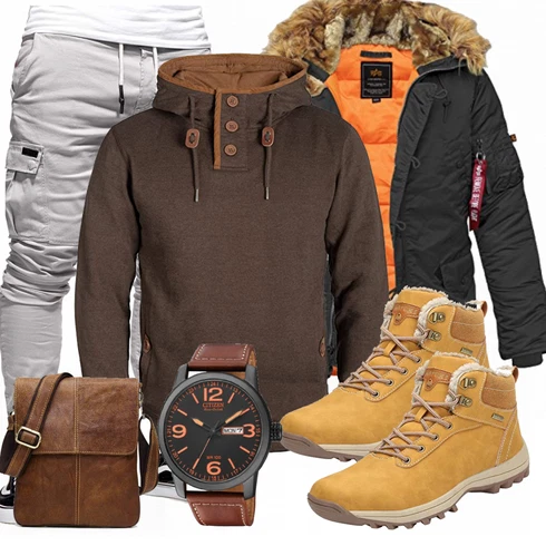 Gelb/Braun Jacke Winter Parka Mishansha kombinieren