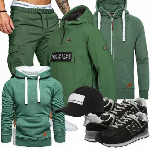 Grün/Dunkelgrün Hoodie Sport Sweatshirt/Ausgefallener Hoodie/Sweatjacke/Strick Hoodie/Kapuzenpullover Yazubi kombinieren