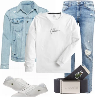 Outfit mit Grau/Schwarz Gürtel Lacoste "Cooles Outfit"