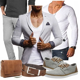 Business Outfits mit Grau Sneaker Rieker "Cooles Outfit"