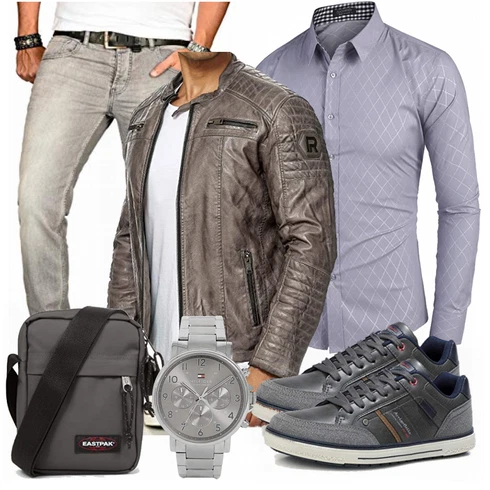 Grau/Khaki/Braun/Dunkelbraun Jacke mit Seitlichem Reißverschluss/Leder Bomberjacke/Motorradjacke/Vintage Lederjacke/Bikerjacke/KunstLederjacke Redbridge kombinieren