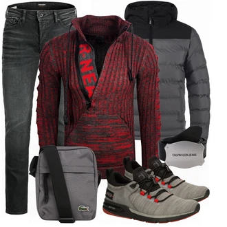 Outfit mit Rot Strickjacke Rusty Neal "Cooles Winter Outfit"