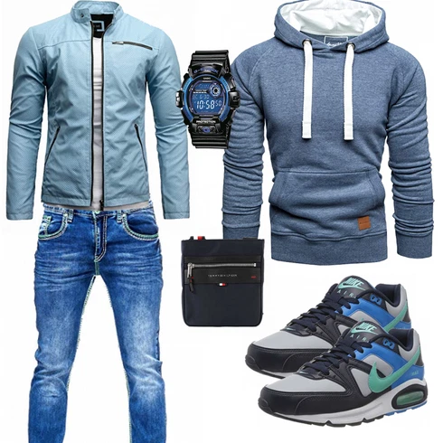 Dunkelblau/Blau/Grau Sport Sweatshirt/Hoodie/Strick Hoodie/Sport Hoodie/Ausgefallener Hoodie Amaci&Sons kombinieren mit Blau Trachtenmode Nike, Blau Trachtenmode Tommy Hilfiger
