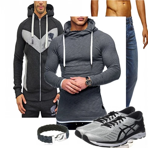 Grau Schuh Asics kombinieren