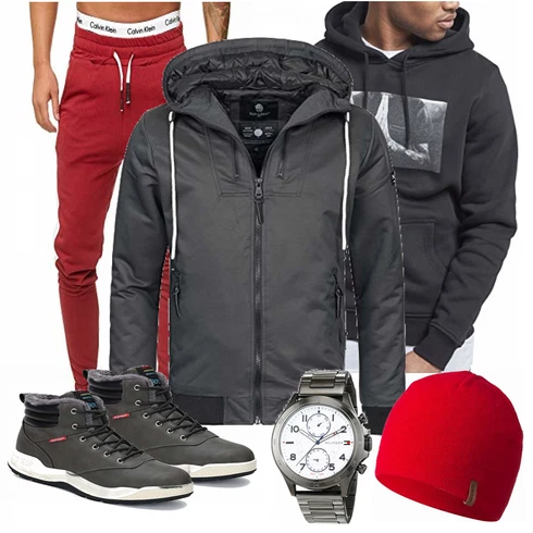 Sportlich Hellgrau/Dunkelgrau/Grau/Schwarz Schuh Winter Sneaker/Herren LederSchuhe/Wasserfester Schuh/Wasserdichter OutdoorSchuh/Wasserdichter Stiefel Dannto kombinieren mit Rot Hut GIESSWEINLook: Sportlich, Goa, Outdoor, Indoor, Casual, Smart Casual, Streetwear, Trendige, Unisex, Workwear