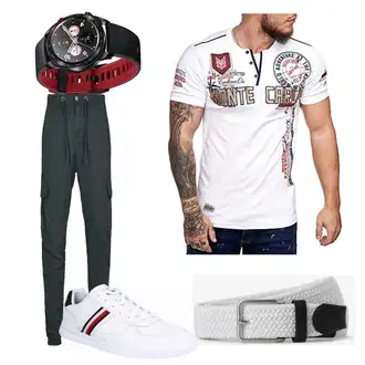 Party Outfits mit Weiß Sneaker/Leder Sneaker Tommy Hilfiger "Dark White"