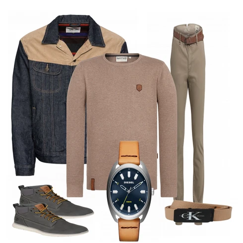 Grau Trachtenmode Timberland kombinieren mit Braun Gürtel Calvin Klein