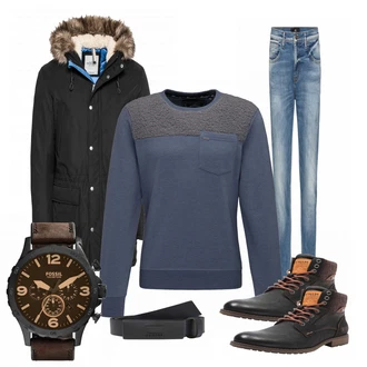 Outfit mit Braun Stiefel Tom Tailor "David"