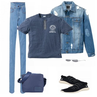 Outfit mit Blau Sneaker Timberland "Denim"