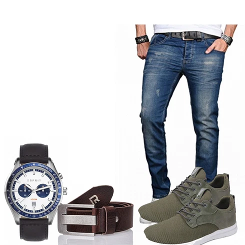 Grau Trachtenmode kombinieren mit Blau/Grau Gürtel Red Bridge