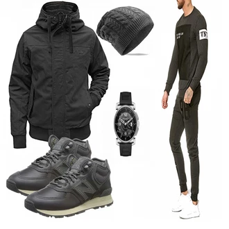 Outfit mit Grau/Blau Sneaker New Balance "DIESEL"
