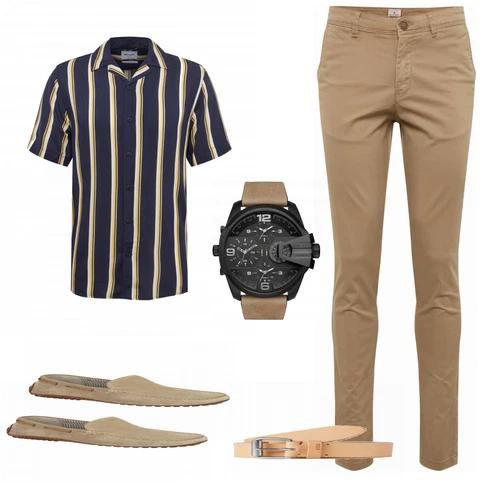 Beige Halbschuh Sioux kombinieren mit Beige Gürtel Jack & Jones