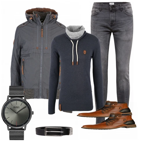 Schwarz/Grau Accessoire Uhr Hugo kombinieren