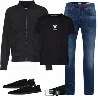 Outfit mit Schwarz Sneaker G-Star Raw "Disney"