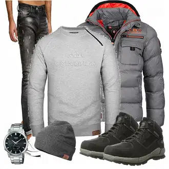 Outfit mit Grau Overall/Hut/Winter Parka OZERO "Dockers"