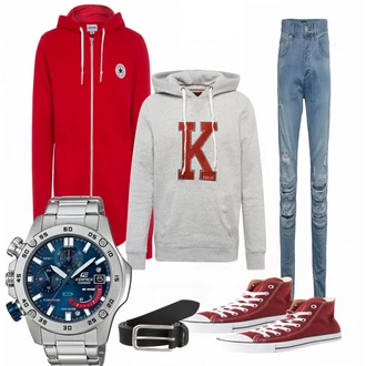 Outfit mit Rot Sneaker Converse "Ebbe"