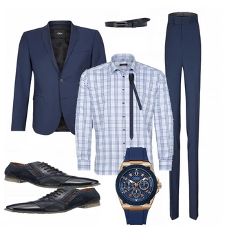 Outfit mit Blau/Schwarz Hose Große Größe S.Oliver Black Label "Elegant"