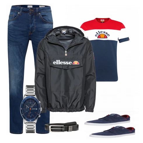 Schwarz Sommerjacke Ellesse kombinieren mit Schwarz Gürtel Tommy Jeans