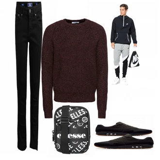 Outfit mit Schwarz Sneaker Nike "Ellesse"