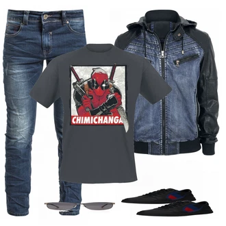 Outfit mit Grau T-Shirt Deadpool "EMP"