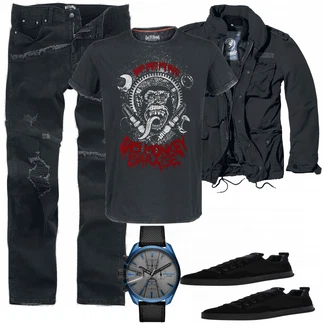 Outfit mit Schwarz Sneaker G-Star Raw "EMP"