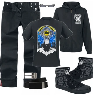 Outfit mit Schwarz T-Shirt Batman "EMP"