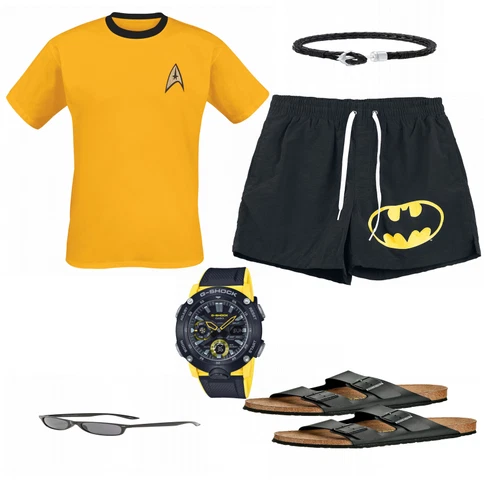 Schwarz Bademode Batman kombinieren
