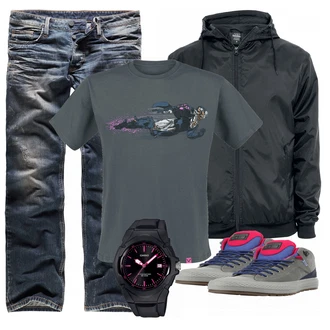 Outfit mit Blau Sneaker Converse "EMP color"