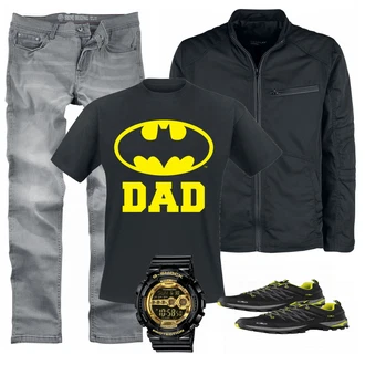 Outfit mit Schwarz T-Shirt Batman "EMP dad"