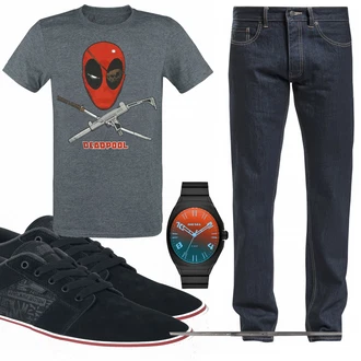 Outfit mit Blau T-Shirt Deadpool "EMP Deadpool"