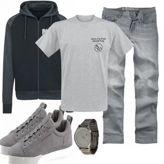 Outfit mit Weiß Sneaker G-Star Raw "EMP Gray"