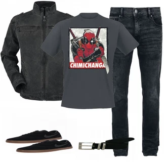Outfit mit Grau T-Shirt Deadpool "EMP Gray"