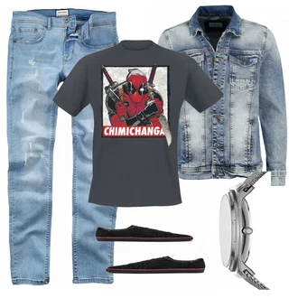 Outfit mit Grau T-Shirt Deadpool "EMP jeans"