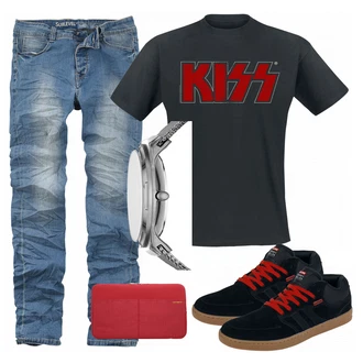 Outfit mit Schwarz T-Shirt Kiss "EMP Kiss"