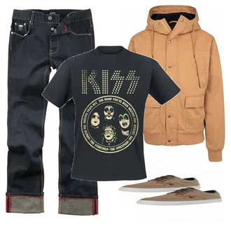 Outfit mit Schwarz T-Shirt Kiss "EMP Kiss"