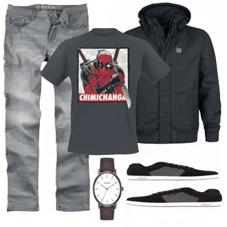 Outfit mit Grau T-Shirt Deadpool "EMP Look"