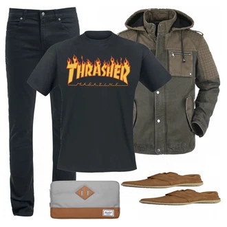 Outfit mit Braun Hausschuh Josef Seibel "EMP"