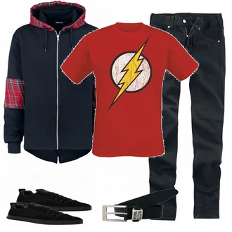 Outfit mit Schwarz Sneaker G-Star Raw "EMP Red"