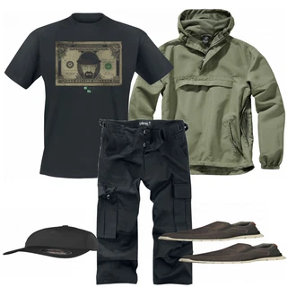 Outfit mit Blau Hausschuh Rieker "EMP style"