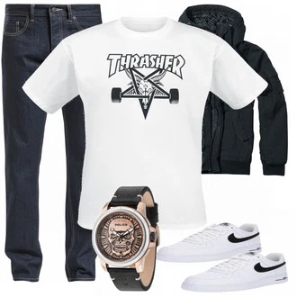 Outfit mit Schwarz Sneaker Nike "EMP Style"